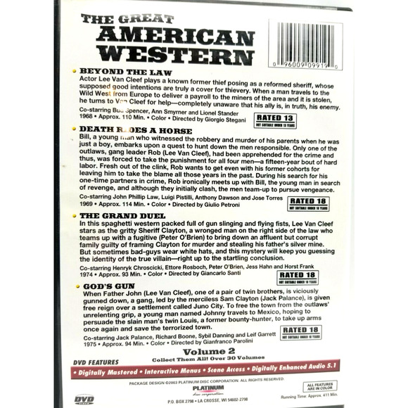 The Great American Western Lee Van Cleef DVD Four Films on One Disc - Picture 3 of 4